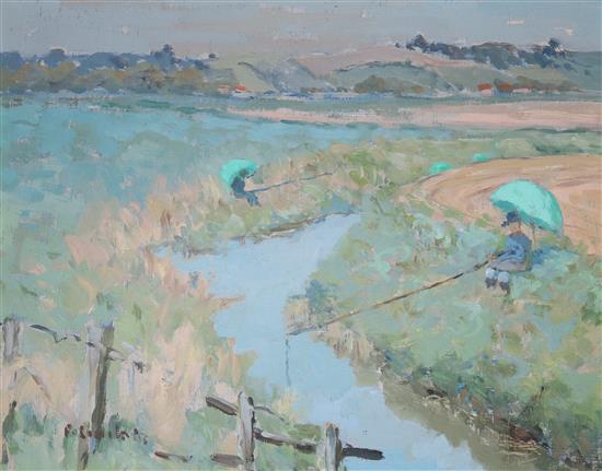 Frances Sinclair, oil, Anglers